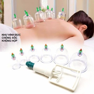 Bộ dụng cụ giác hơi cạo gió không dùng lửa, bộ giác hơi chân không cá nhân 12 ống tiện lợi, tặng kèm dây ống bơm dài