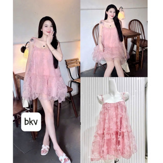 váy nữ sang chảnh,váy tiểu thư sang chảnh MẪU MỚI RA MẮT đầm ren 2 dây hồ điệp xinh xỉu ke97