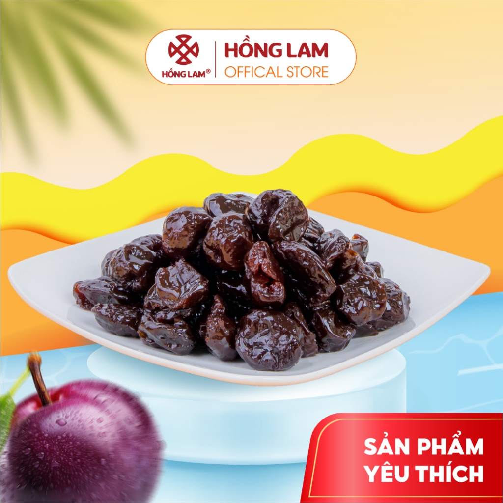  Ô mai  xí muội  mận dẻo không hạt Hồng Lam dạng hộp. Có vị chua ngọt dẻo 