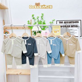 Combo 5 bộ quần áo dài tay thun tăm mềm 3 cúc cho bé trai gái sơ sinh trẻ em 5-15kg dososinh2x