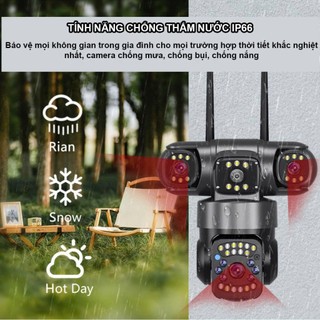 Camera YooSee 3 Mắt Giám Sát Ngoài Trời Xoay 360 độ Xem Đêm Có Màu Không Dây IP66 Thông Minh chống nước - FHD 12MP