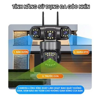 Camera YooSee 3 Mắt Giám Sát Ngoài Trời Xoay 360 độ Xem Đêm Có Màu Không Dây IP66 Thông Minh chống nước - FHD 12MP