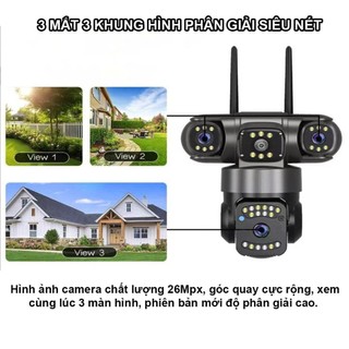 Camera YooSee 3 Mắt Giám Sát Ngoài Trời Xoay 360 độ Xem Đêm Có Màu Không Dây IP66 Thông Minh chống nước - FHD 12MP