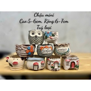 Chậu trồng sen đá mini (5-7cm), chậu đất nung trồng cây cảnh.LINK1