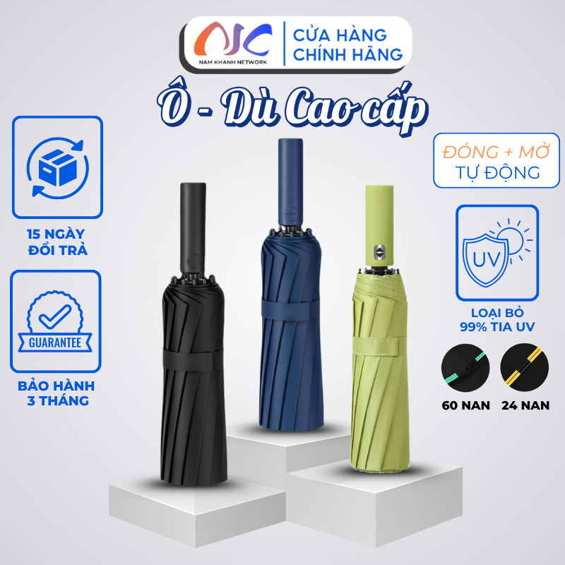 Dù Gấp Tự Động 12 Nan Kép Chống Tia UV - Đóng Mở Tự Động