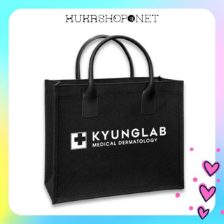 Túi canvas túi cói KyungLab tay xách bằng da màu đen nhỏ gọn tiện lợi thời trang 36x25x15cm