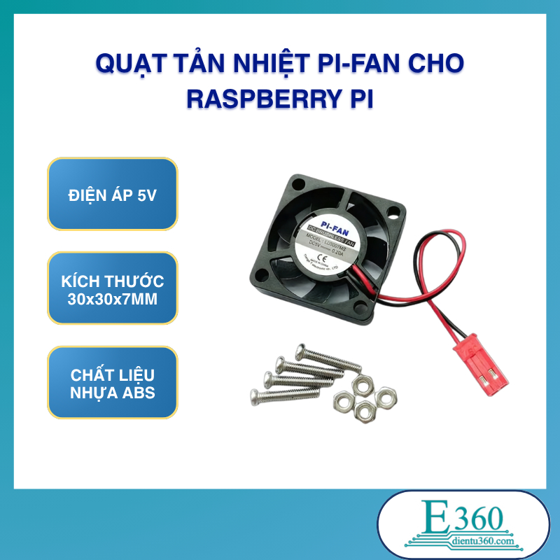 Quạt Tản Nhiệt PI-FAN Cho RASPBERRY PI (Bao Gồm Vít)