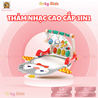 Thảm Nhạc Cao Cấp 3in1 Hình Cú Cho Bé GutyKids Kèm Đàn Piano Có Bánh Xe Tập Đi Chất Liệu Cao Cấp, Đồ Chơi Đa Năng Cho Bé