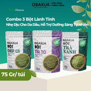 OBAXUA Combo 3 Bột 75g – Trà Xanh, Diếp Cá, Tía Tô