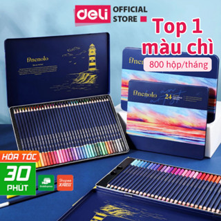 [TOP 1] Bút Chì Màu Gốc Dầu/Gốc Nước Hộp Thiếc Chuyên Nghiệp Deli-24/36/48/72 màu Thiết Kế Phác Họa Màu Mịn, Tươi