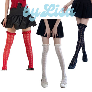  Tất vớ bắp chân dập nổi hoa hồng Tất nữ thun siêu co giãn vớ màu trắng kem phong cách Lolita đáng yêu TG14 