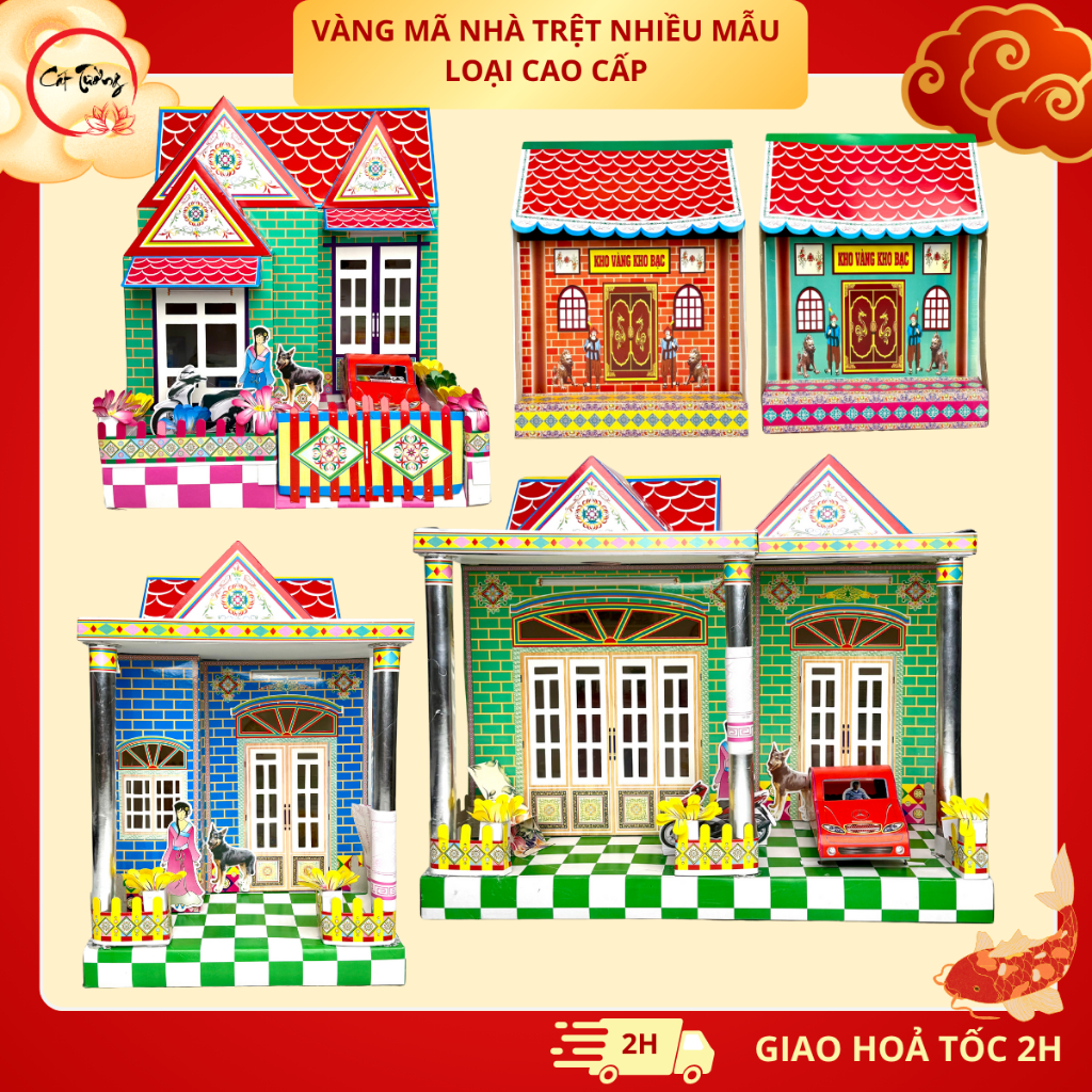 Vàng Mã Nhà Trệt (Nhiều Mẫu - Loại Tốt) Cúng 49 Ngày-100 Ngày-Giáp Năm-Đám Giỗ | Nhang Đèn Vàng Mã C