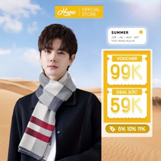 Khăn quàng cổ nam HUMI choàng cổ mùa đông cao cấp chất len Cashmere chống bai xù dày dặn ấm áp