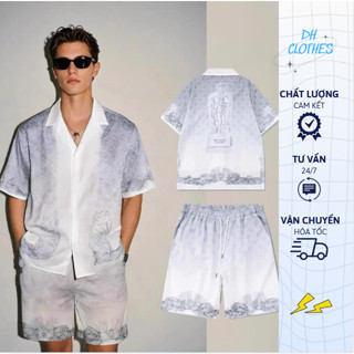 Bộ quần áo Lụa Nam Thiết kế Hoạ tiết -Dhclothes- Bộ pijama Lụa ManGo cao cấp Hot2025