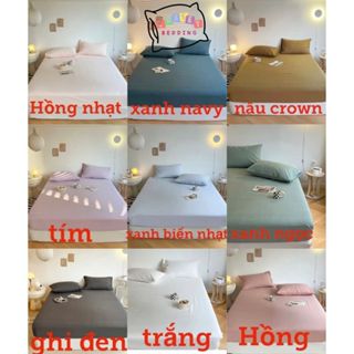  Bộ 3 món ga gối cotton trơn đủ size 1m2 1m6 1m8 2m2 phong cách Hàn Quốc 