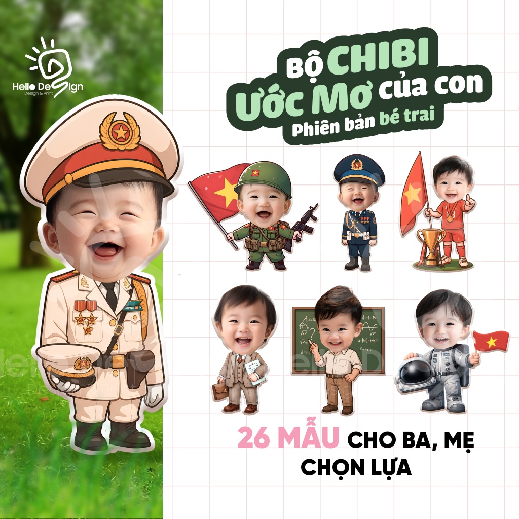 In chibi sinh nhật cho bé trai - MIỄN PHÍ THIẾT KẾ - Hình chibi sinh nhật cho bé theo yêu cầu