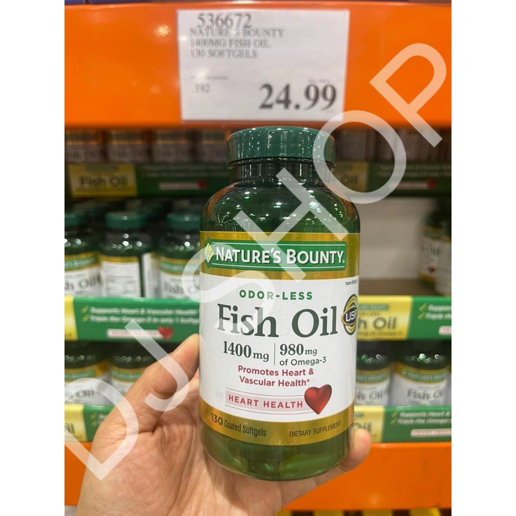 [DJ SHOP] DATE 2028 - Viên Uống Dầu Cá Không Mùi Fish Oil 1400mg 130 VIÊN NATURE 'S BOUNTY MỸ