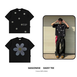 Áo Thun SAIGONESE Form Boxy Hoạ Tiết Đính Đá Daisy Unisex Nam Nữ Form Rộng Nam Nữ