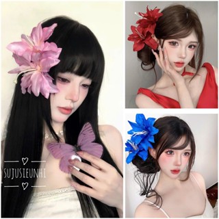 Kẹp tóc đóa hoa bách hợp cài đầu ngọt ngào, xinh xắn, phụ kiện cài tóc đơn giản cho mùa hè