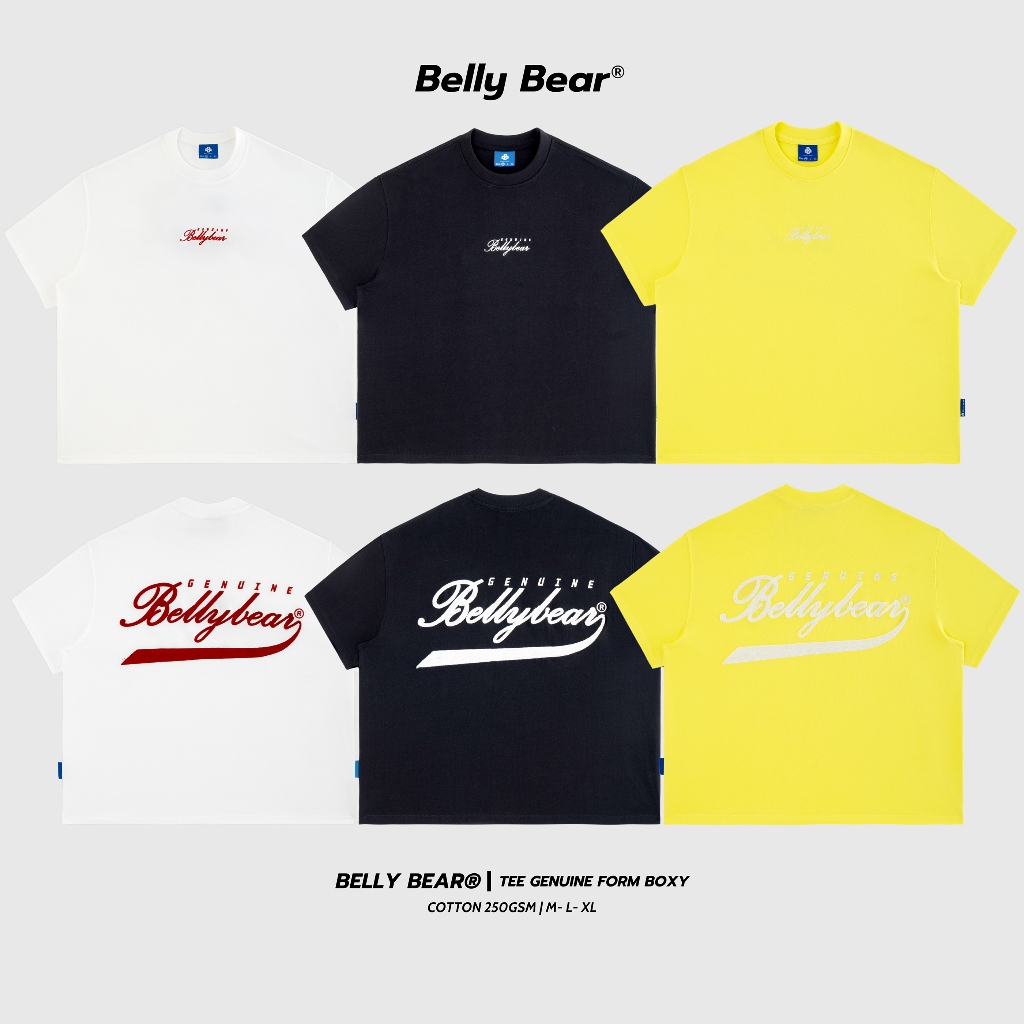 Áo Thun 𝗕𝗲𝗹𝗹𝘆 𝗕𝗲𝗮𝗿 Genuine Hình Thêu Len Form Big Boxy Cotton 250 GSM