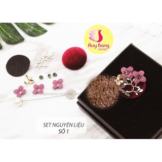 (Set 12cái) Cúc bọc nhung hình tròn, cốt inbox không gỉ, cúc làm ghim cài áo hàn quốc