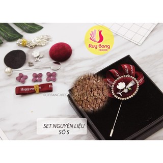 (Set 12cái) Cúc bọc nhung hình tròn, cốt inbox không gỉ, cúc làm ghim cài áo hàn quốc