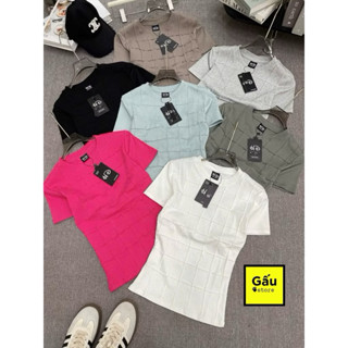 Áo thun ôm nữ trơn form tôn dáng, cổ tròn phối lưới( 236 )