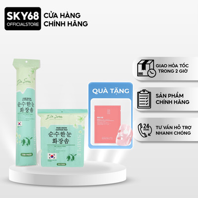 [MUA 1 TẶNG 1 MASK] Bông Tẩy Trang Vải Cotton Mềm Mịn Dr.Sera Pure Snow Cotton Pad 150 Miếng/234 Miếng