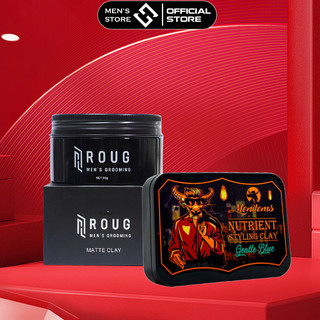   MENITEMS & ROUG  Sáp vuốt tóc nam Roug đen trắng 90gr - Menitems Styling Clay 50gr 