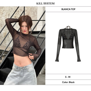 Áo tay dài xuyên thấu kèm bra da beo gợi cảm BLANCA - KILL SYSTEM