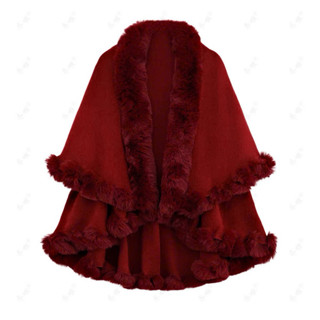  Áo Choàng Nữ Hoàng Viền Lông Hai Tầng 