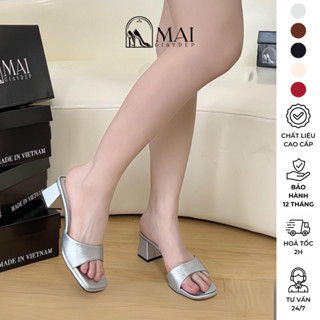 Guốc nữ cao gót 5 phân mũi vuông hiện đại đế chống trơn trượt nhiều màu sắc lựa chọn - CHIC | MAIGIAYDEP