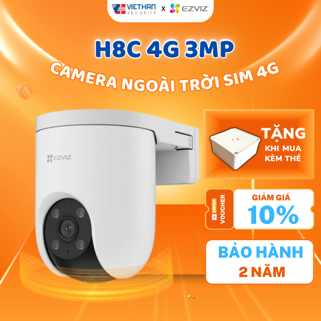 [HỎA TỐC] Camera Ngoài Trời 4G EZVIZ H8C 3MP, Hỗ Trợ SIM 4G, Báo Động Chủ Động, Đàm Thoại 2 Chiều, B