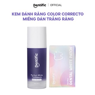 Combo Kem đánh răng Tím và Miếng dán hỗ trợ trắng răng Dentific - Hỗ trợ cải thiện men răng vàn