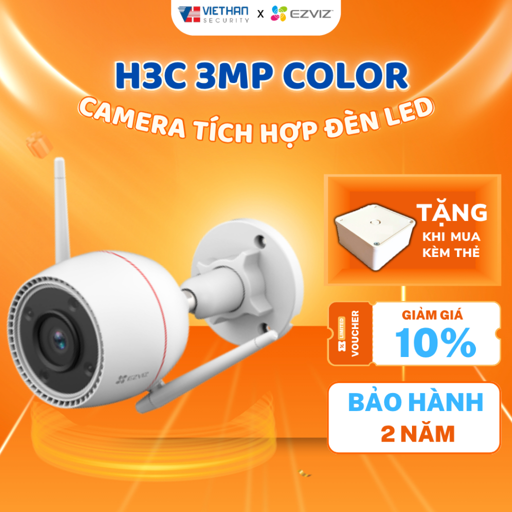 Camera Wifi ngoài trời EZVIZ H3C 3MP/4MP/5MP Ban Đêm Có Màu, Đàm Thoại 2 Chiều, Chống Nước IP67