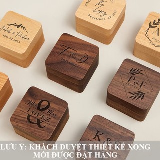   HÀNG SẴN  Hộp gỗ đựng nhẫn cưới khắc tên cô dâu chú rể decor wedding - hộp nhẫn đính hôn cầu hôn lễ cưới 