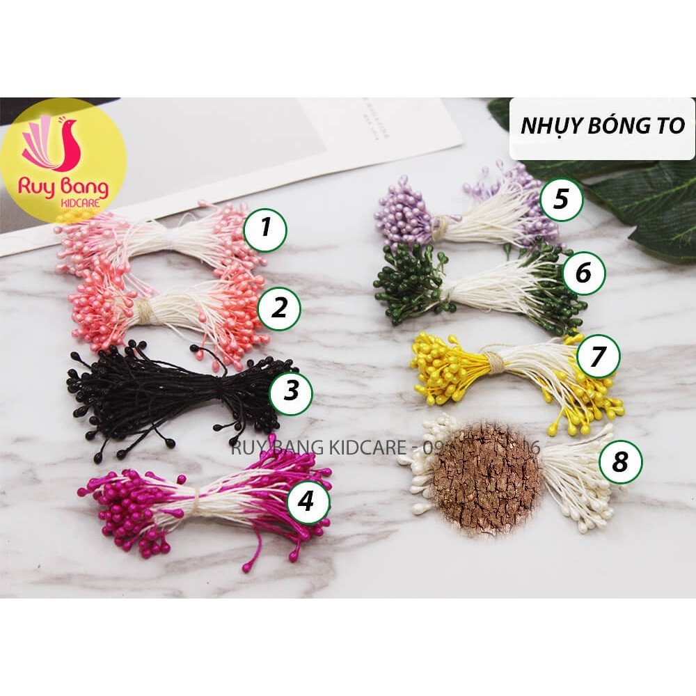 Nhụy hoa bóng, nhụy hoa đầu tròn chất bột dùng làm hoa giả, hoa vải handmade