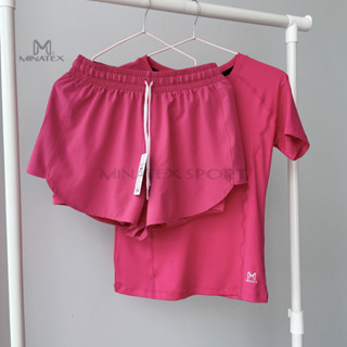 Set đồ tập Pickleball, gym, yoga, áo phông quần đùi 2 lớp có túi MINATEX, áo suông nhẹ, lớp lót ôm sát - P1S1/S2
