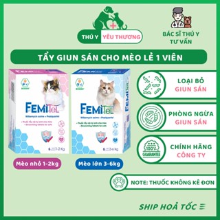   Lẻ 1 viên  Viên Sổ Giun Sán Femitel Bossen Cho Mèo Phòng Ngừa Giun Tim chính hãng công ty 
