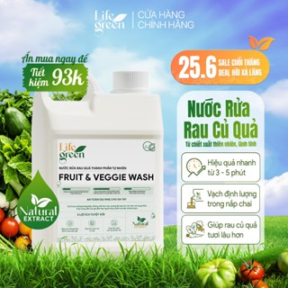 Chai Lớn Tiết Kiệm Nước Rửa Rau Củ Quả Sinh Học Life Green - Loại Bỏ Bụi Bẩn Hóa Chất Trong Thực Phẩm - 1800ML