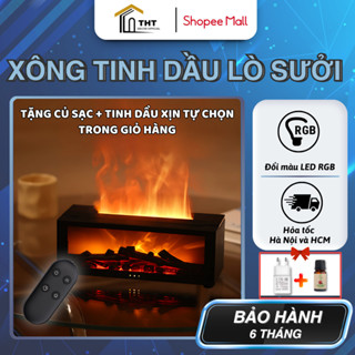 Máy Xông Tinh Dầu Lò Sưởi Máy Phun Sương Hiệu Ứng Ngọn Lửa Tạo Độ Ẩm Khuyếch Tán Tinh Dầu Máy Tạo Hương Thơm Kèm Khiển