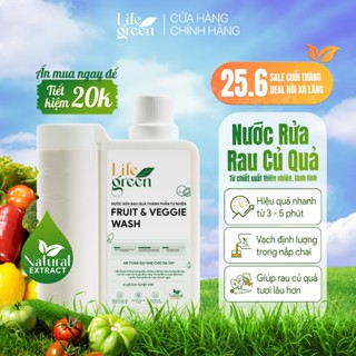 Nước ngâm rửa rau củ quả sinh học Life Green, Saponin thực vật, Không hương liệu - 880ML.