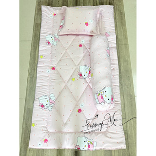 Bộ nệm gối chăn cho bé mang đi học 80*1.4m chất liệu lụa tencel mềm mượt mịn mát lạnh