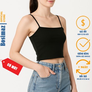 Áo Hai Dây Croptop Nữ Bosimaz CS121 dáng ôm có mút, thun co giãn 4 chiều, vải đẹp dày, thoáng mát.