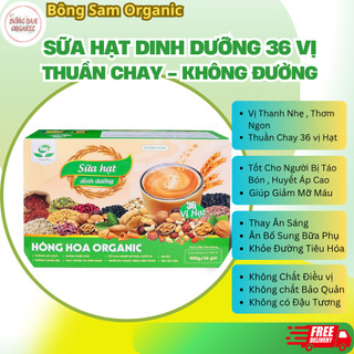  Sữa Hạt Dinh Dưỡng 36 Vị Thuần Chay Hồng Hoa Organic - 900g 36 Gói-Giàu Dinh Dưỡng Tốt Cho Tim Mạch 