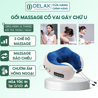 Gối Massage Cổ Chữ U DELAX , Gối Đeo Cổ Đa Chức Năng Mát Xa Trị Liệu Giảm Đau Mỏi Cổ Vai Gáy GMC03