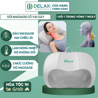 Gối Massage Cổ Vai Gáy DELAX – Đầu Massage 3D Hồng Ngoại Đảo Chiều, Giảm Đau Nhức, Máy Mát Xa Đa Năng Toàn Thân GMC01