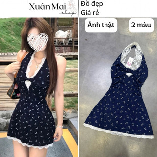 Đầm 3 lỗ xoè dáng ngắn phong cách trẻ trung dễ thương hai màu đen trắng mặc đi chơi đi tiệc  xuanmaishop12