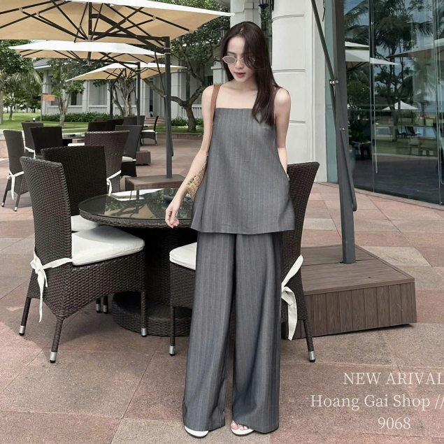 set đồ nữ sang chảnh,set đồ nữ quần dài,MẪU MỚI NHẤT bộ áo 2 dây quần suông girl sang chảnh KD108