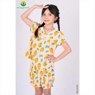 Đồ bộ lanh bé gái mặc nhà  Việt Thắng, quần đùi , áo cộc tay họa tiết dễ thương - B63.5082